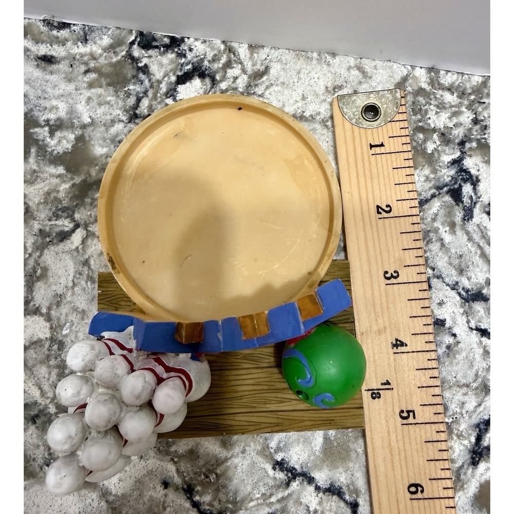Bowling Pins Ball Candle Holder Catch All Trinket Dish Resin 4x5"